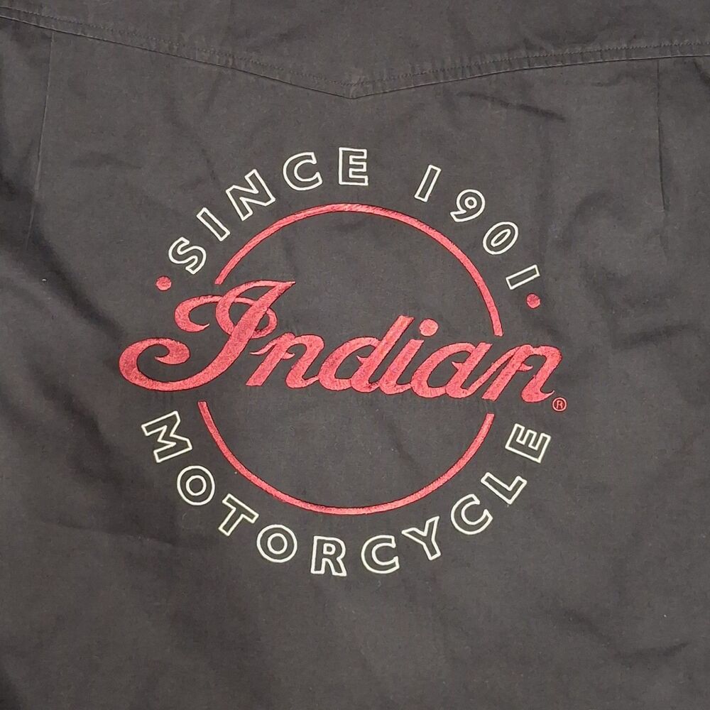 Indian Motorcycle Short Sleeve Casual Shirt Black Men Size Large - Picture 6 of 8